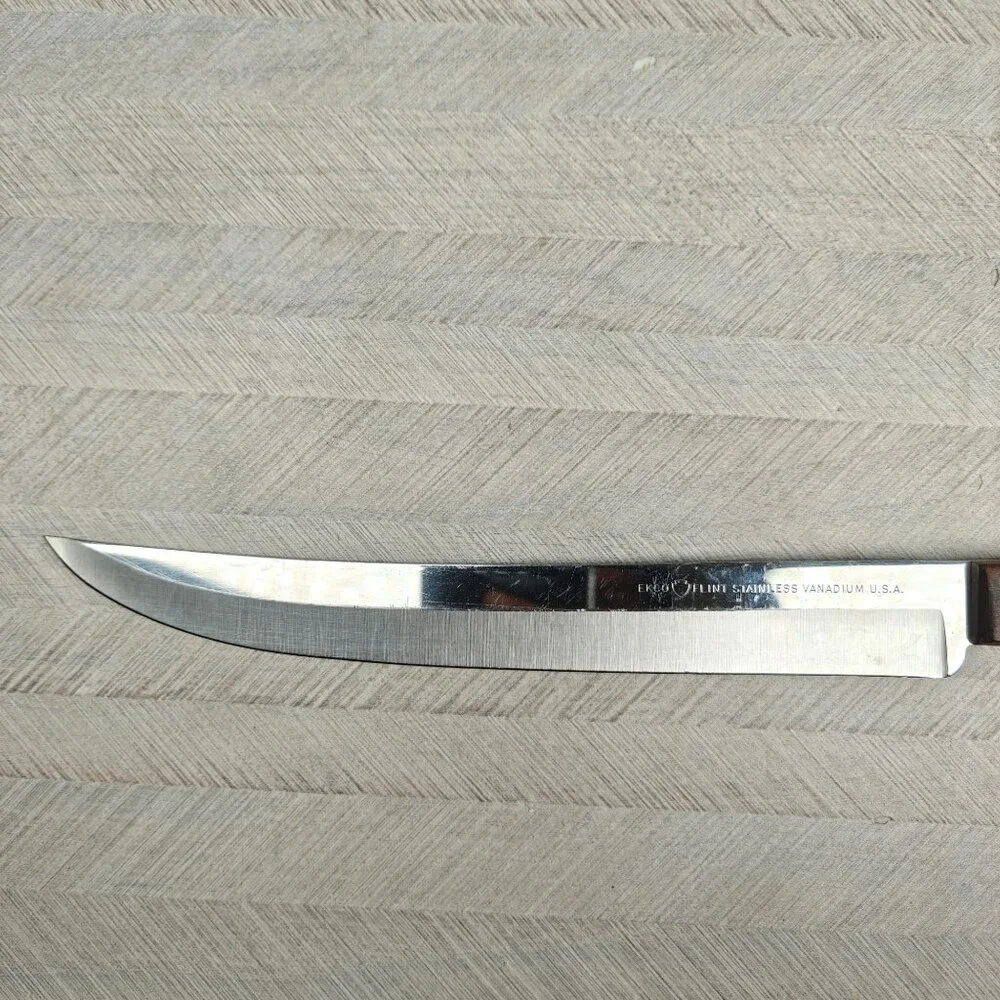 Ekco Flint Stainless Vanadium Carving Slicing Knife With Wood Handle